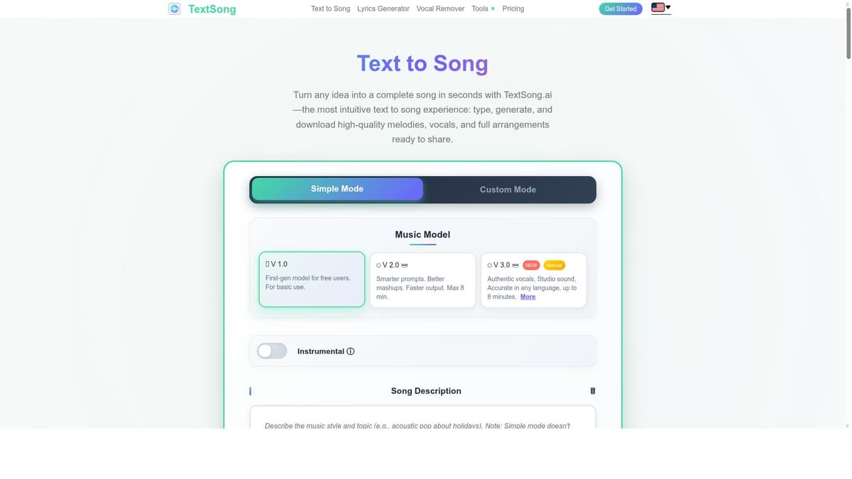TextSong.ai β The Free AI Text-to-Song Generator